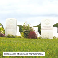 Headstones at Bomana War Cemetery.